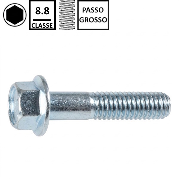 Vite Testa Esagonale (TE) con Flangia Zigrinata Classe 8.8 Zincata Bianca DIN 6921 - RENAUDO PRO